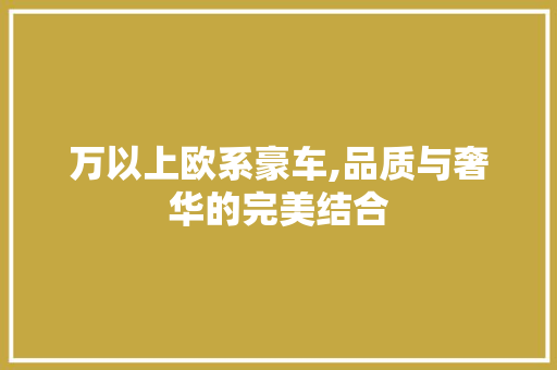 万以上欧系豪车,品质与奢华的完美结合