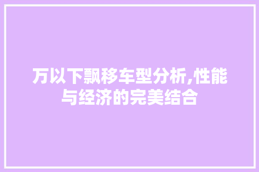 万以下飘移车型分析,性能与经济的完美结合