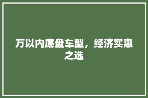 万以内底盘车型，经济实惠之选