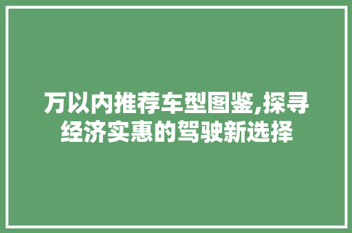 万以内推荐车型图鉴,探寻经济实惠的驾驶新选择