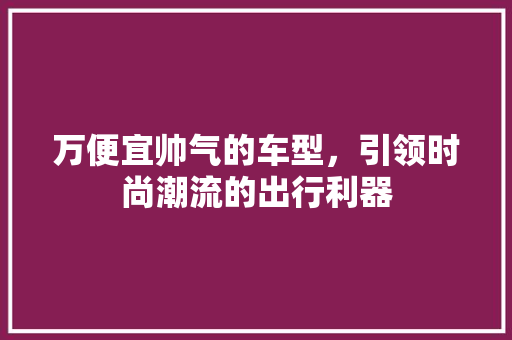 万便宜帅气的车型，引领时尚潮流的出行利器