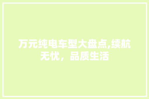 万元纯电车型大盘点,续航无忧，品质生活