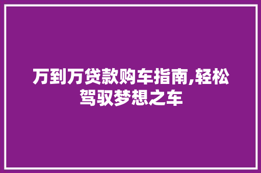 万到万贷款购车指南,轻松驾驭梦想之车