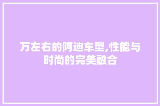 万左右的阿迪车型,性能与时尚的完美融合