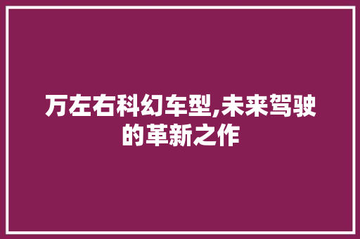 万左右科幻车型,未来驾驶的革新之作