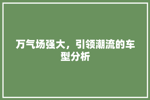 万气场强大，引领潮流的车型分析