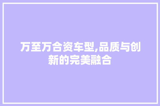 万至万合资车型,品质与创新的完美融合