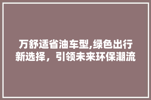 万舒适省油车型,绿色出行新选择，引领未来环保潮流