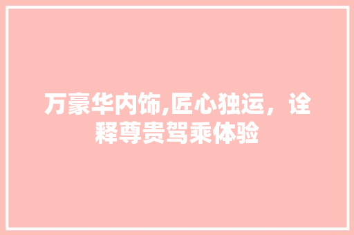 万豪华内饰,匠心独运，诠释尊贵驾乘体验