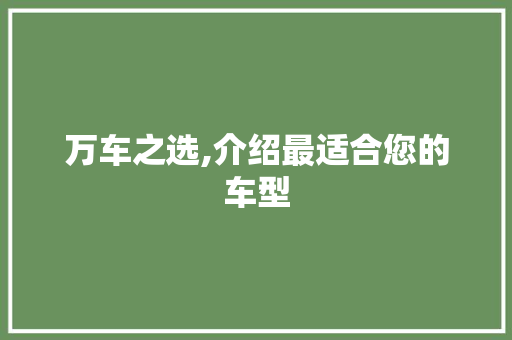 万车之选,介绍最适合您的车型