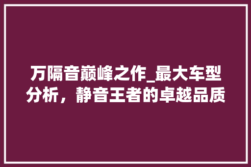 万隔音巅峰之作_最大车型分析，静音王者的卓越品质