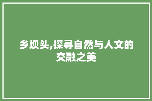 乡坝头,探寻自然与人文的交融之美  第1张