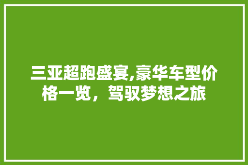 三亚超跑盛宴,豪华车型价格一览，驾驭梦想之旅