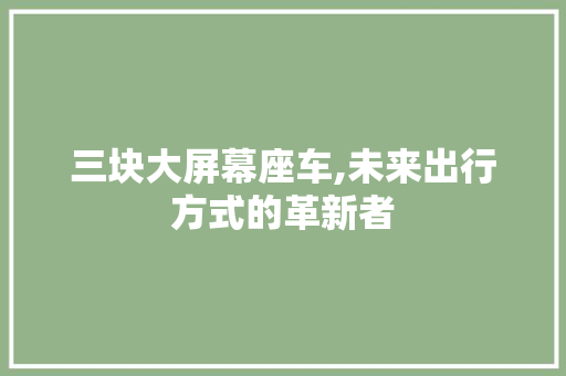 三块大屏幕座车,未来出行方式的革新者