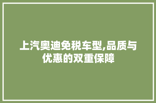 上汽奥迪免税车型,品质与优惠的双重保障