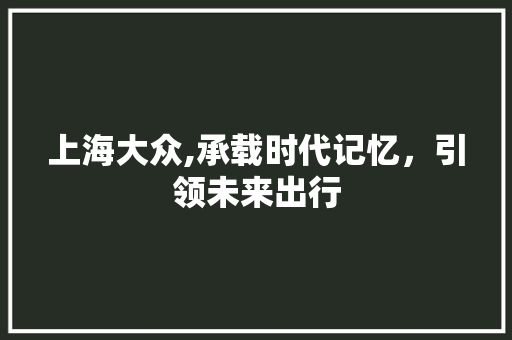 上海大众,承载时代记忆，引领未来出行