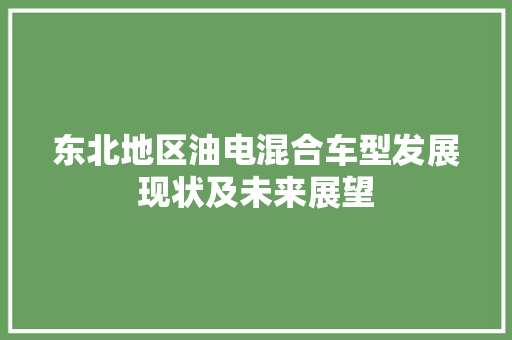 东北地区油电混合车型发展现状及未来展望