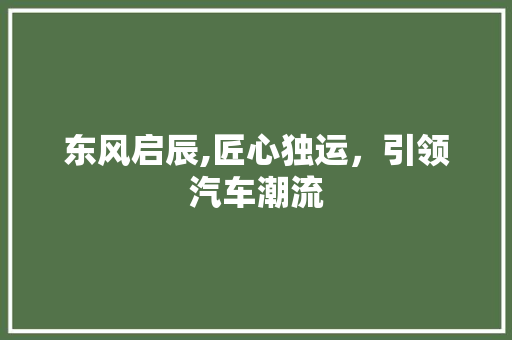 东风启辰,匠心独运，引领汽车潮流