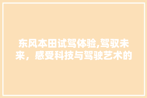 东风本田试驾体验,驾驭未来，感受科技与驾驶艺术的完美融合