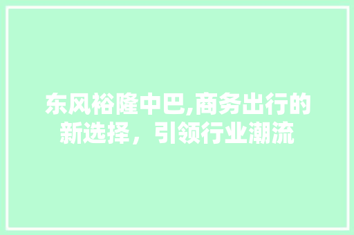 东风裕隆中巴,商务出行的新选择，引领行业潮流