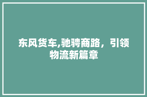 东风货车,驰骋商路，引领物流新篇章