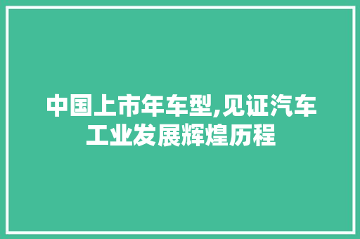 中国上市年车型,见证汽车工业发展辉煌历程