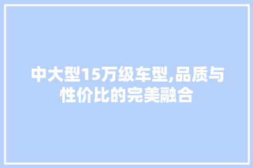 中大型15万级车型,品质与性价比的完美融合