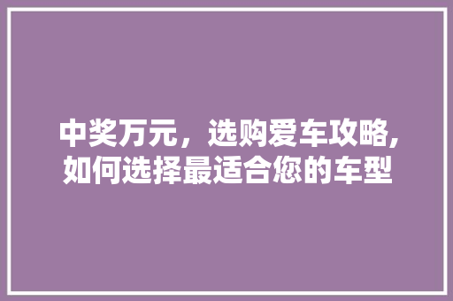 中奖万元，选购爱车攻略,如何选择最适合您的车型