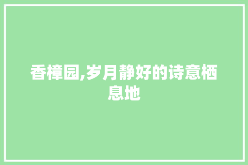 香樟园,岁月静好的诗意栖息地