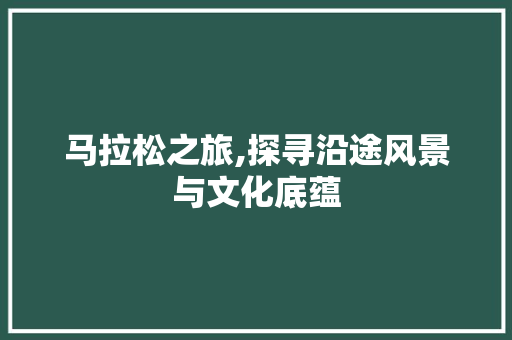 马拉松之旅,探寻沿途风景与文化底蕴