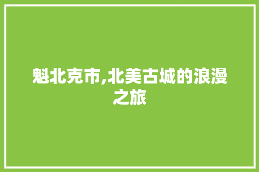 魁北克市,北美古城的浪漫之旅