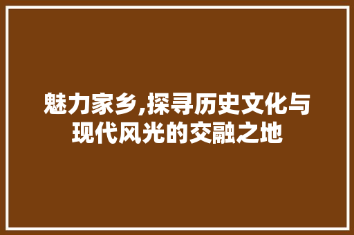 魅力家乡,探寻历史文化与现代风光的交融之地