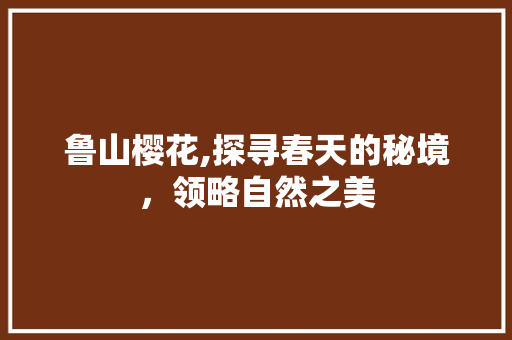 鲁山樱花,探寻春天的秘境，领略自然之美