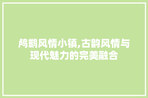 鸬鹚风情小镇,古韵风情与现代魅力的完美融合