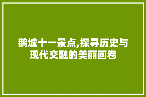 鹅城十一景点,探寻历史与现代交融的美丽画卷