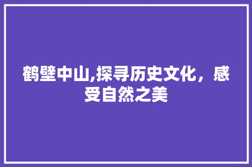 鹤壁中山,探寻历史文化，感受自然之美