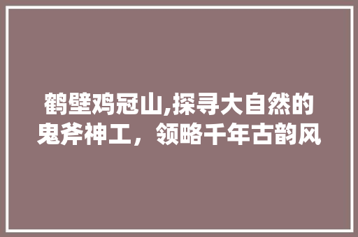 鹤壁鸡冠山,探寻大自然的鬼斧神工，领略千年古韵风情