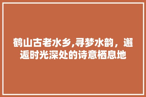 鹤山古老水乡,寻梦水韵，邂逅时光深处的诗意栖息地