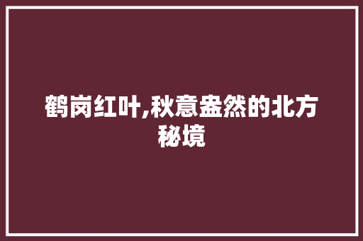 鹤岗红叶,秋意盎然的北方秘境