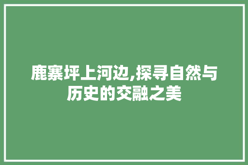 鹿寨坪上河边,探寻自然与历史的交融之美