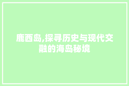 鹿西岛,探寻历史与现代交融的海岛秘境