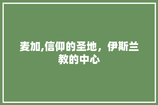 麦加,信仰的圣地，伊斯兰教的中心