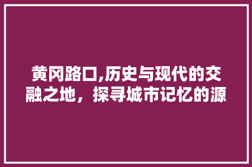 黄冈路口,历史与现代的交融之地，探寻城市记忆的源泉