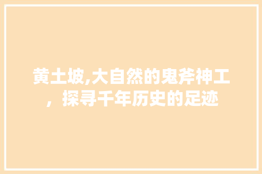 黄土坡,大自然的鬼斧神工，探寻千年历史的足迹