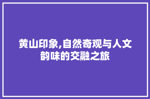 黄山印象,自然奇观与人文韵味的交融之旅