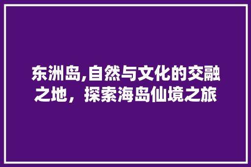 东洲岛,自然与文化的交融之地，探索海岛仙境之旅