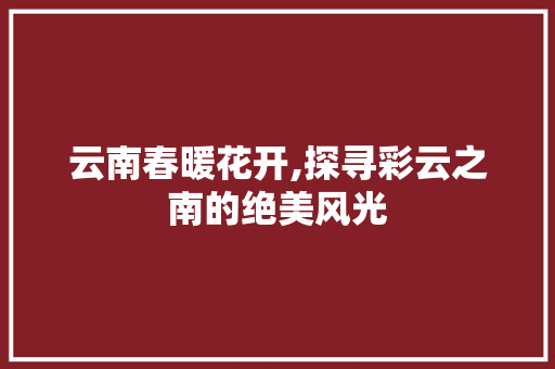 云南春暖花开,探寻彩云之南的绝美风光