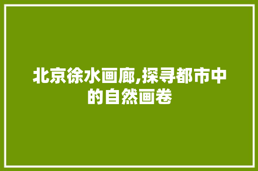 北京徐水画廊,探寻都市中的自然画卷