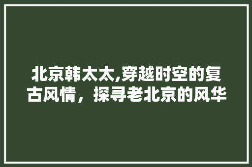 北京韩太太,穿越时空的复古风情，探寻老北京的风华韵味