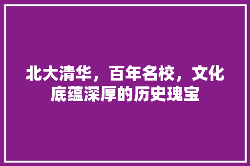 北大清华，百年名校，文化底蕴深厚的历史瑰宝